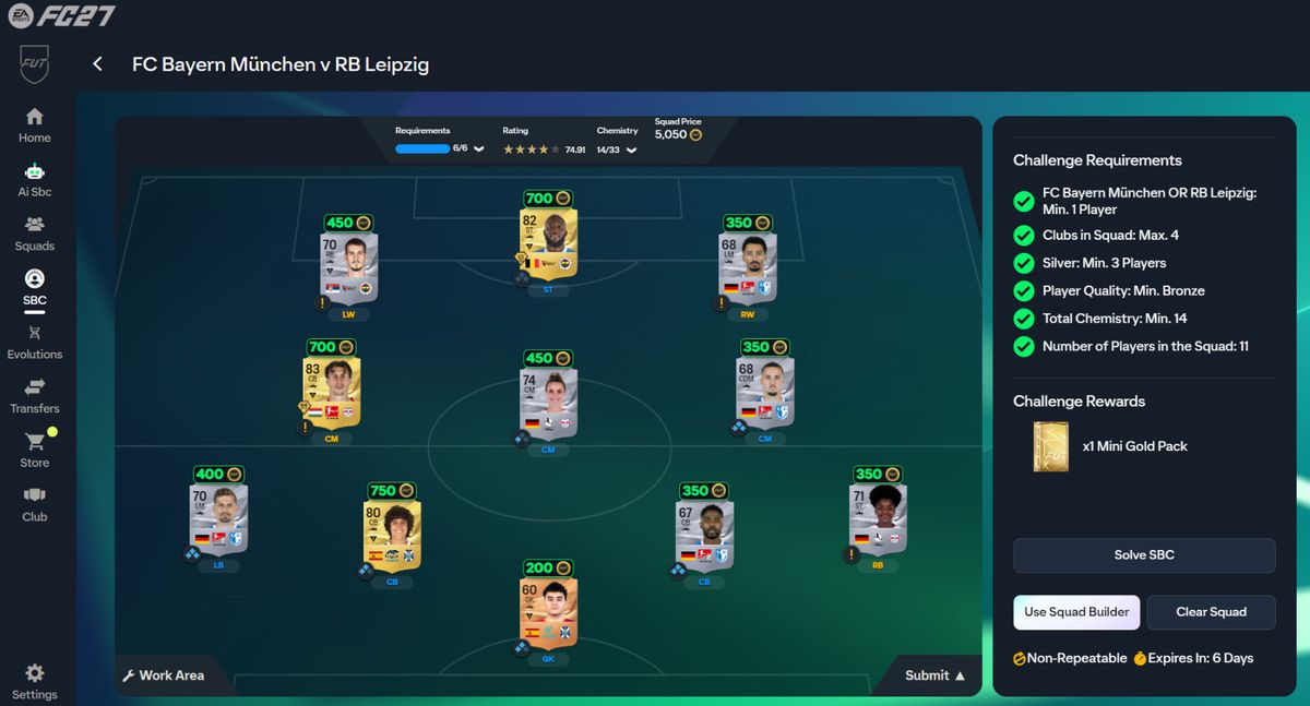 Ai SBC solving an SBC in the EA FC Web App